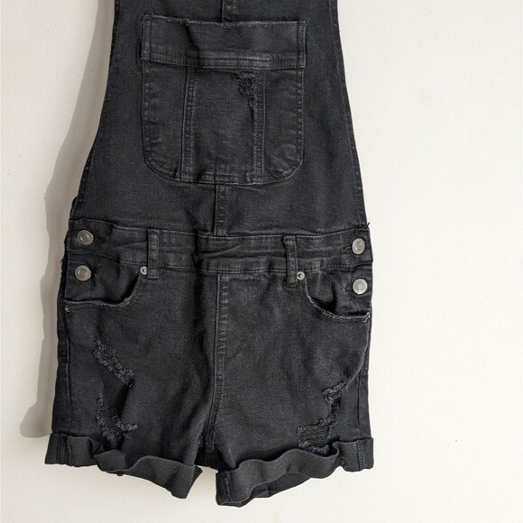 Rue 21 Black Distressed Overalls Shortalls - Picture 4 of 7